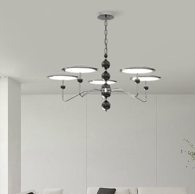 Traditioneller französischer Zweigkugel-Ovalscheiben-Aluminiumacryl-LED-Kronleuchter für Wohnzimmer 