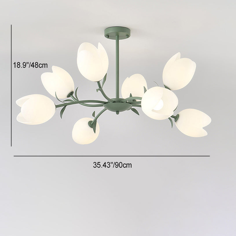 Contemporary Scandinavian Pods Branching Long Pole Disc Base Iron Plastic 6/8 Light Chandelier For Living Room