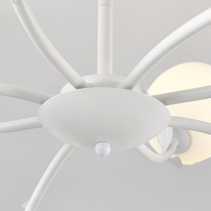 Contemporary Scandinavian Pods Branching Long Pole Disc Base Iron Plastic 6/8 Light Chandelier For Living Room