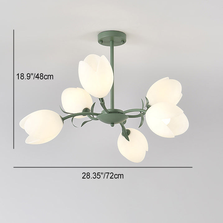 Contemporary Scandinavian Pods Branching Long Pole Disc Base Iron Plastic 6/8 Light Chandelier For Living Room