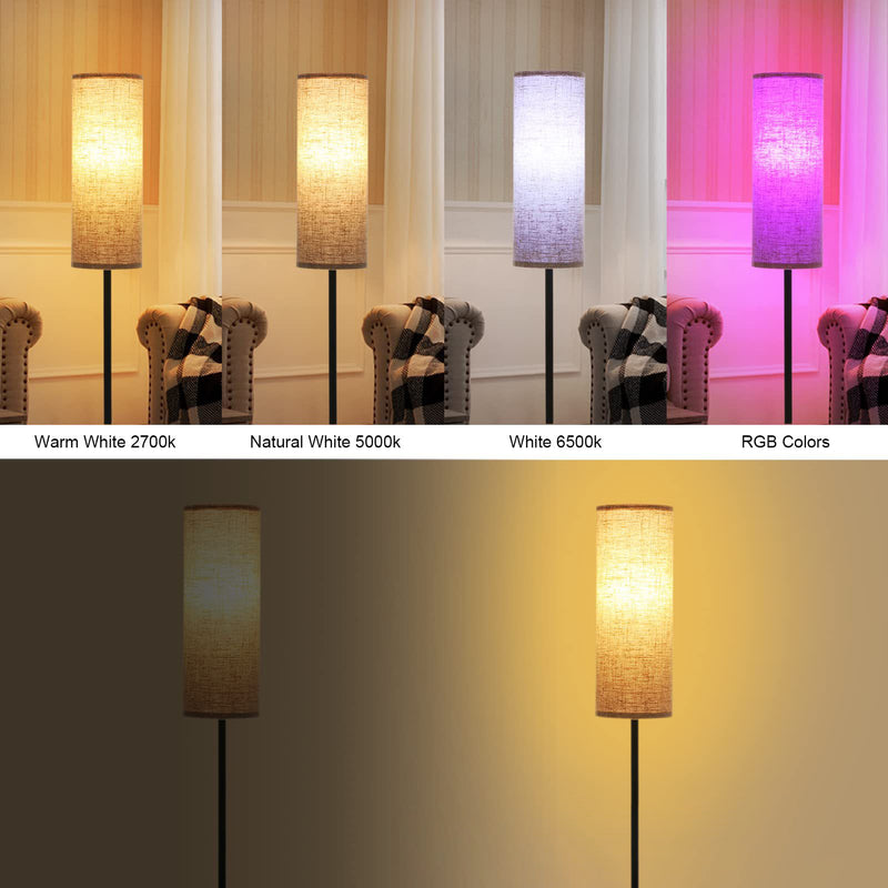Modern Minimalist Cylinder Long Rod Iron Fabric 1-Light Standing Floor Lamp For Bedroom