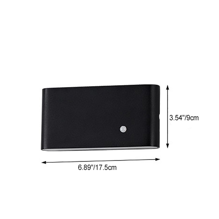 Modern Minimalist Chargeable Rectangular Rounded Edge Aluminum LED Wall Sconce Lamp For Living Room