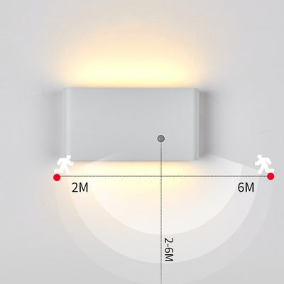 Modern Minimalist Chargeable Rectangular Rounded Edge Aluminum LED Wall Sconce Lamp For Living Room