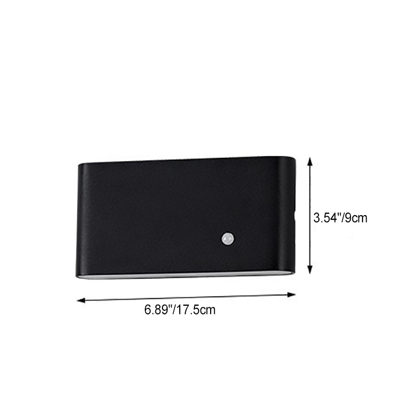 Modern Minimalist Chargeable Rectangular Rounded Edge Aluminum LED Wall Sconce Lamp For Living Room