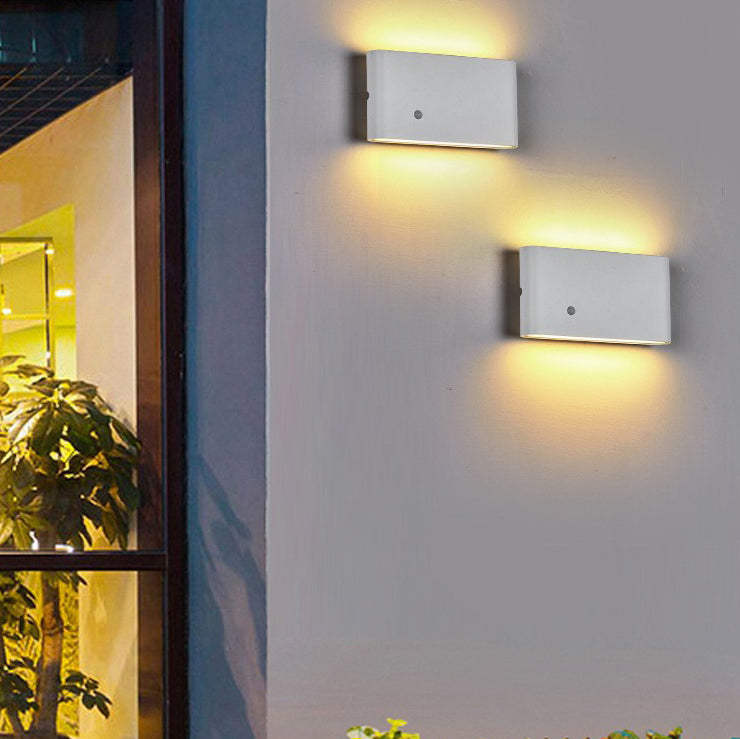 Modern Minimalist Chargeable Rectangular Rounded Edge Aluminum LED Wall Sconce Lamp For Living Room
