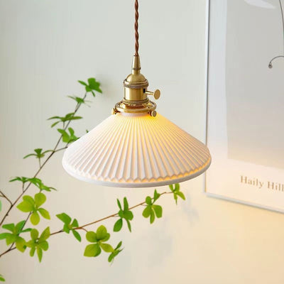Parapluie japonais traditionnel à plis cylindre matériel céramique suspension à 1 lumière pour chambre 