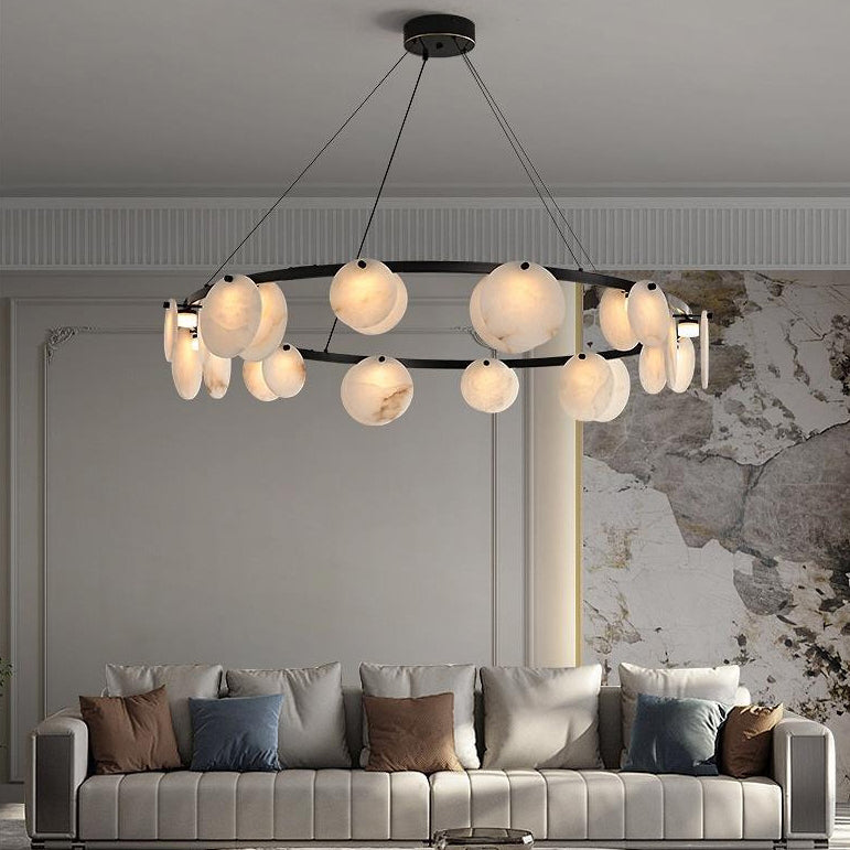 Chandelier Moderne Minimaliste Branche Cercle Rond Cuivre Marbre 8/10/12 Pour Salon 