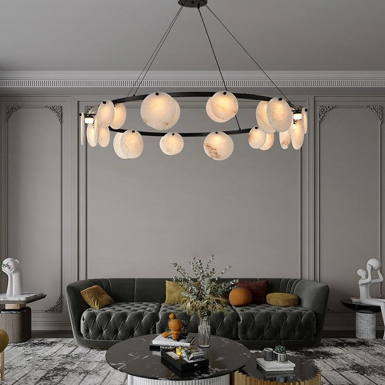 Chandelier Moderne Minimaliste Branche Cercle Rond Cuivre Marbre 8/10/12 Pour Salon 