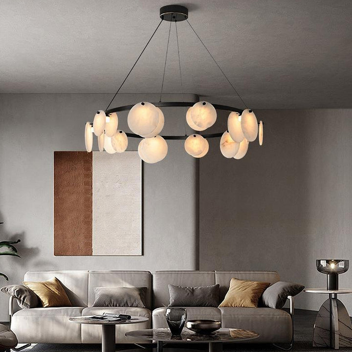 Chandelier Moderne Minimaliste Branche Cercle Rond Cuivre Marbre 8/10/12 Pour Salon 