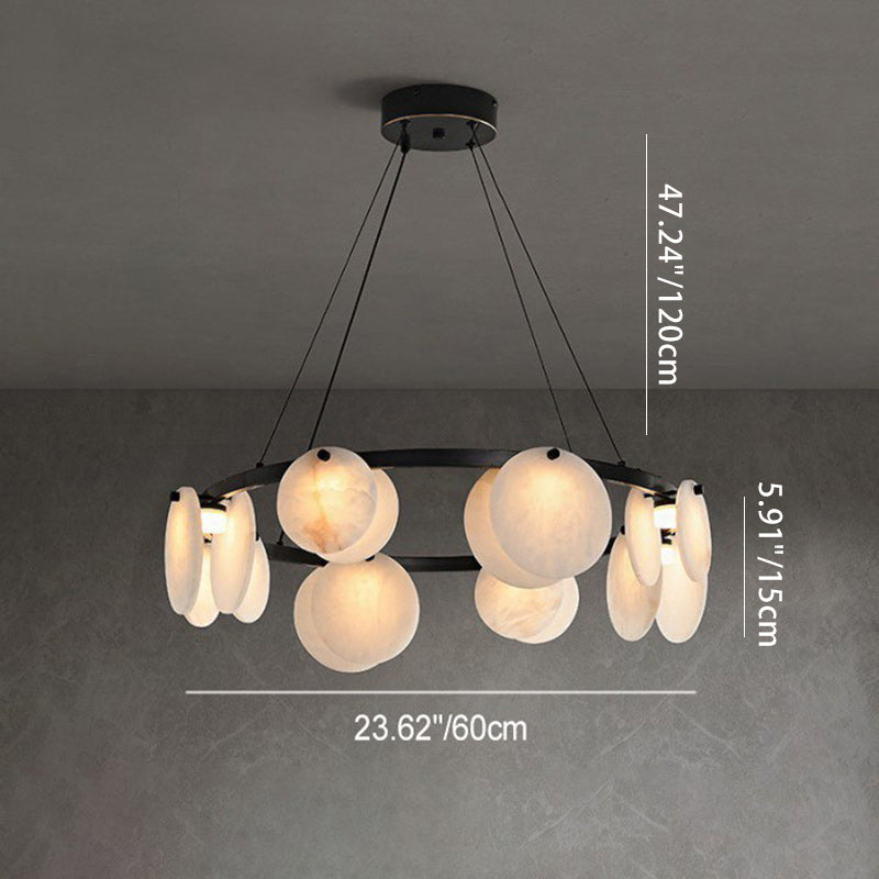 Chandelier Moderne Minimaliste Branche Cercle Rond Cuivre Marbre 8/10/12 Pour Salon 