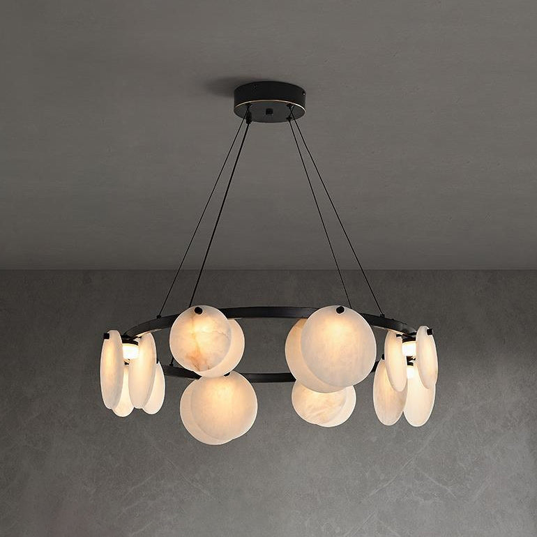 Chandelier Moderne Minimaliste Branche Cercle Rond Cuivre Marbre 8/10/12 Pour Salon 