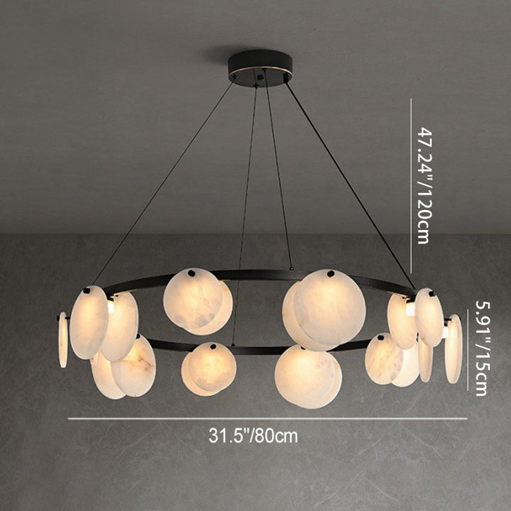 Chandelier Moderne Minimaliste Branche Cercle Rond Cuivre Marbre 8/10/12 Pour Salon 