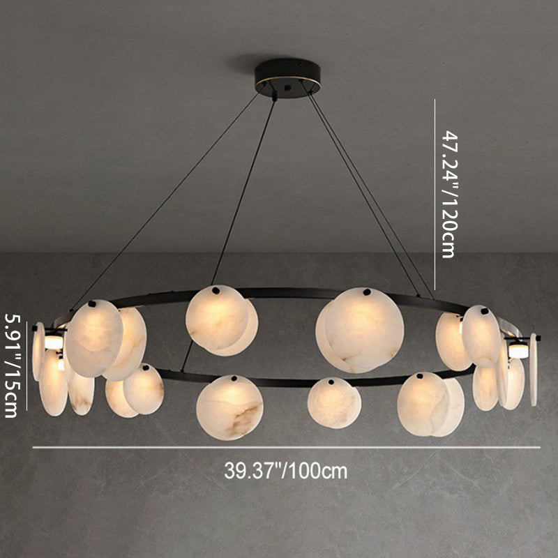 Chandelier Moderne Minimaliste Branche Cercle Rond Cuivre Marbre 8/10/12 Pour Salon 