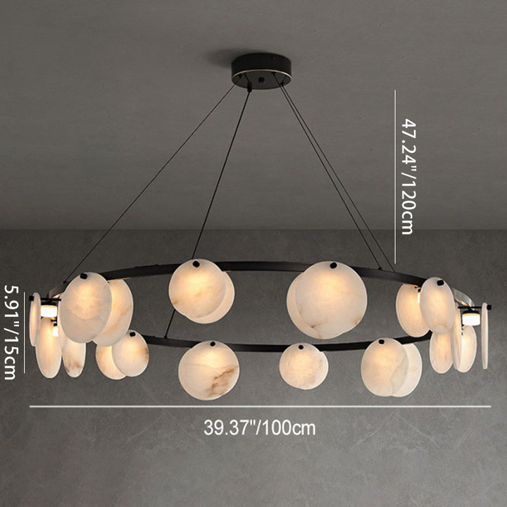 Chandelier Moderne Minimaliste Branche Cercle Rond Cuivre Marbre 8/10/12 Pour Salon 