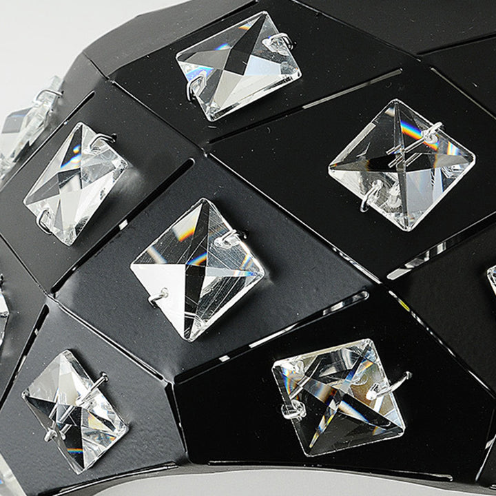 Luz de techo semiempotrada contemporánea escandinava de piña con base de disco de diamantes triturados de metal cristalino de 1 luz para sala de estar 