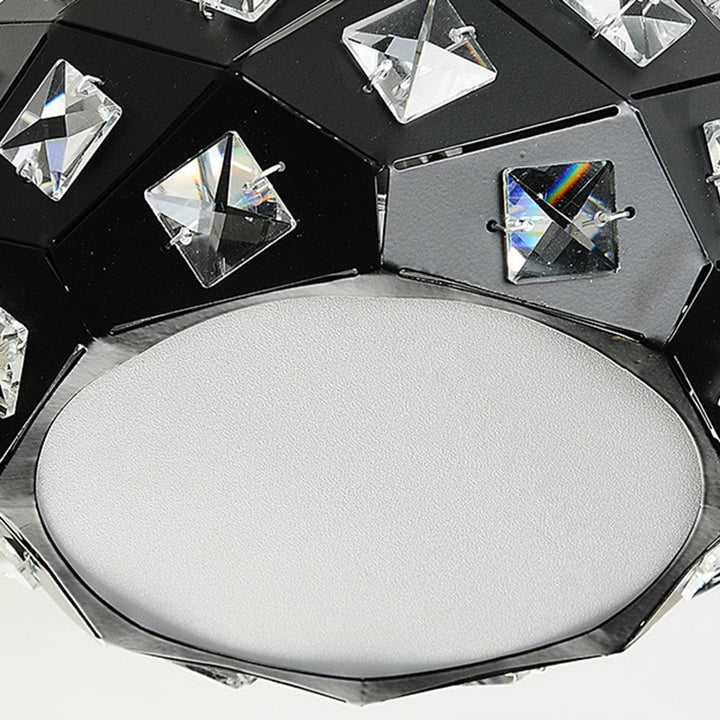 Luz de techo semiempotrada contemporánea escandinava de piña con base de disco de diamantes triturados de metal cristalino de 1 luz para sala de estar 