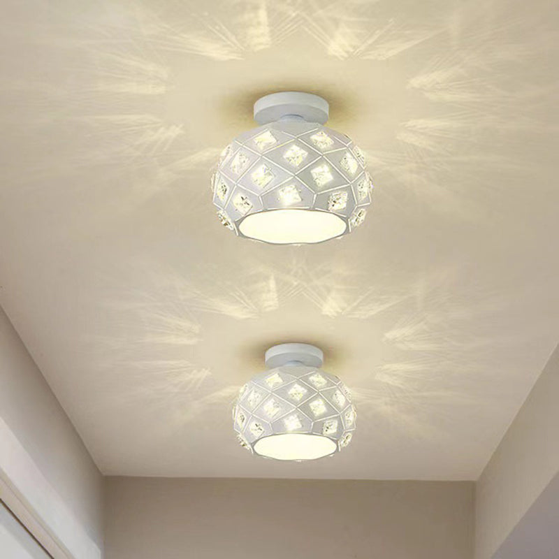 Luz de techo semiempotrada contemporánea escandinava de piña con base de disco de diamantes triturados de metal cristalino de 1 luz para sala de estar 