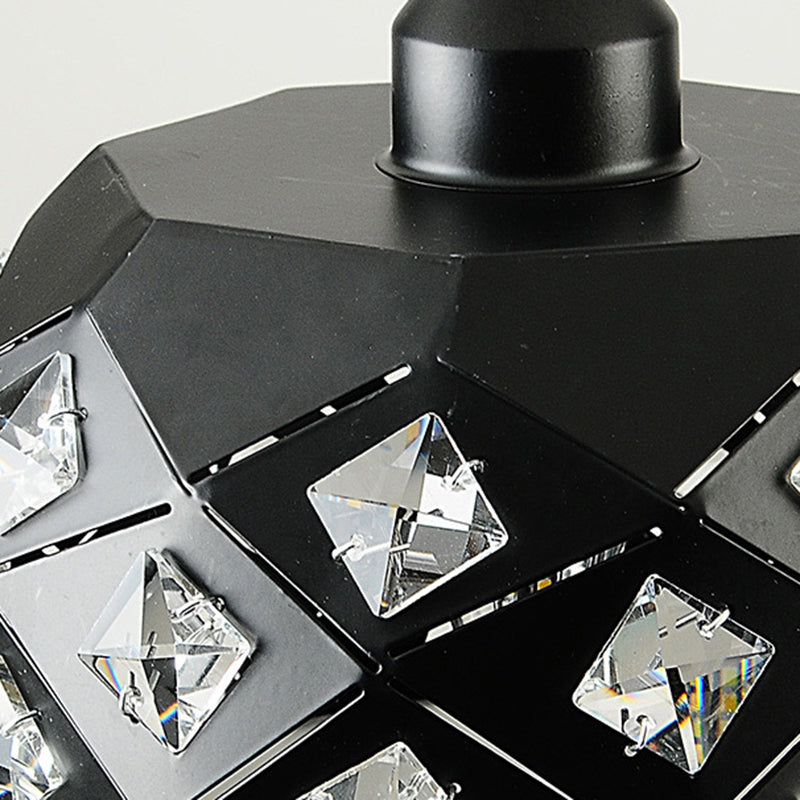 Contemporary Scandinavian Rhombus Pineapple Crushed Diamonds Disc Base Iron Crystal 1-Light Pendant Light For Living Room