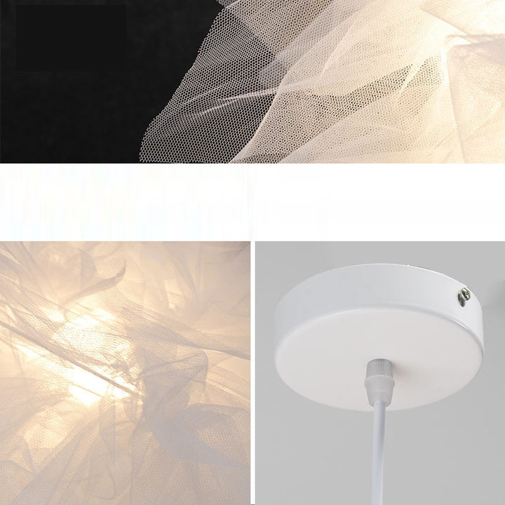 Zeitgenössische skandinavische romantische Blumenillusion Eisenstoff 1-Licht Pendelleuchte für das Schlafzimmer 