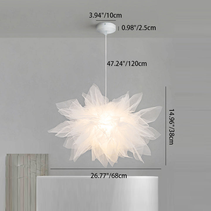 Zeitgenössische skandinavische romantische Blumenillusion Eisenstoff 1-Licht Pendelleuchte für das Schlafzimmer 