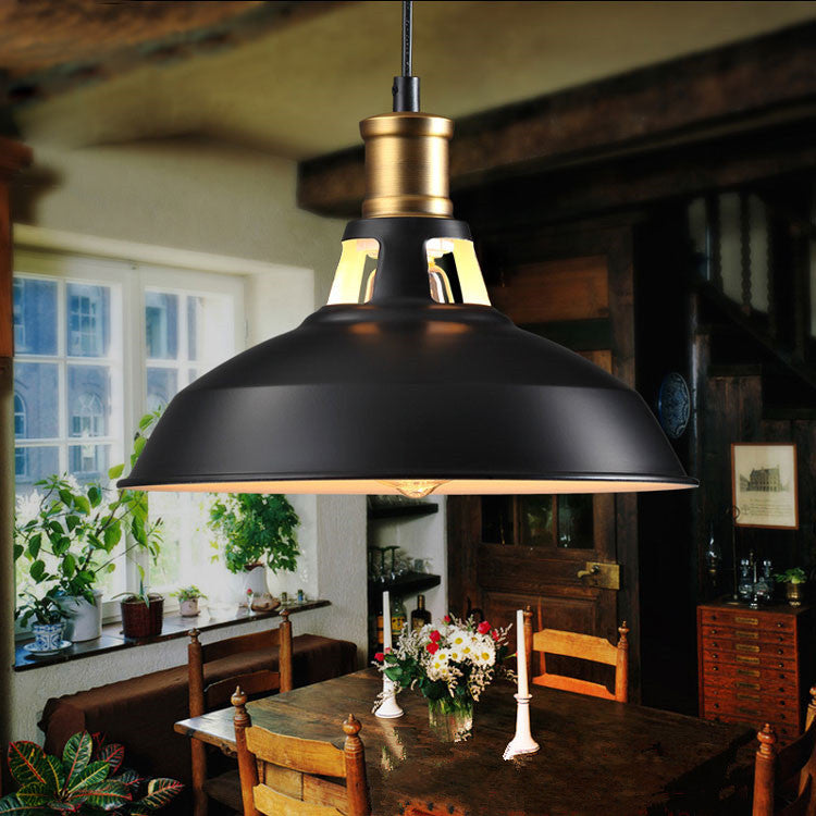 Zeitgenössische industrielle Scheibe ausgestellter hohler Zylinder Eisen 1-Licht Pendelleuchte für Wohnzimmer 