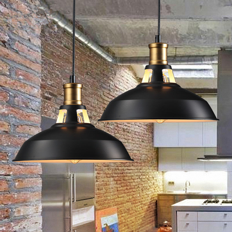 Zeitgenössische industrielle Scheibe ausgestellter hohler Zylinder Eisen 1-Licht Pendelleuchte für Wohnzimmer 