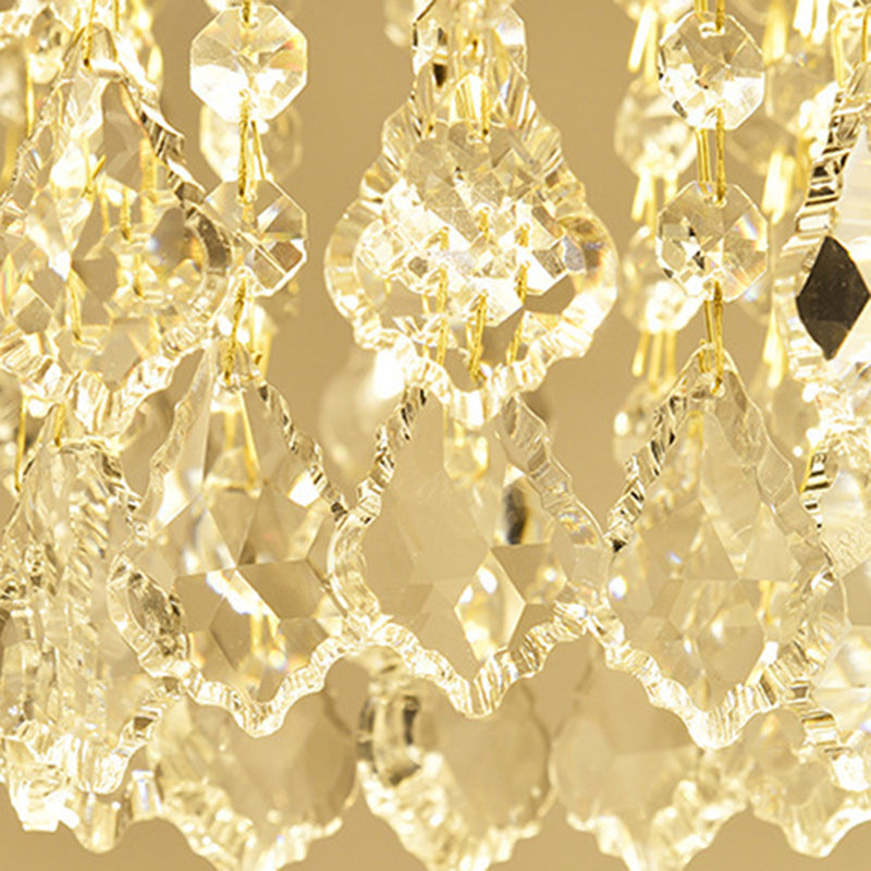 Modern Luxury Arc Branch Teardrop Cylinder Disc Base Iron Crystal 1-Light Pendant Light For Living Room