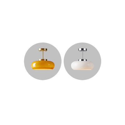 Contemporary Scandinavian Persimmon Oval Disc Base Iron Glass 1-Light Pendant Light For Living Room
