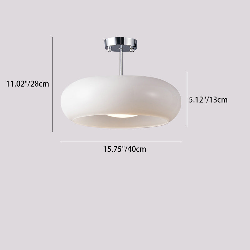 Contemporary Scandinavian Persimmon Oval Disc Base Iron Glass 1-Light Pendant Light For Living Room