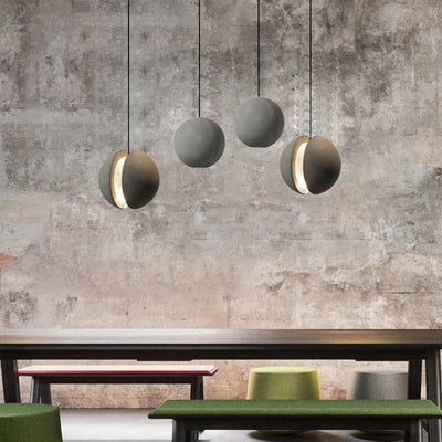 Contemporary Scandinavian Planets Moon Cement Aluminum Acrylic 1-Light Pendant Light For Bedroom