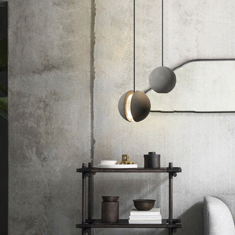 Contemporary Scandinavian Planets Moon Cement Aluminum Acrylic 1-Light Pendant Light For Bedroom