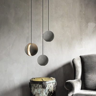 Contemporary Scandinavian Planets Moon Cement Aluminum Acrylic 1-Light Pendant Light For Bedroom