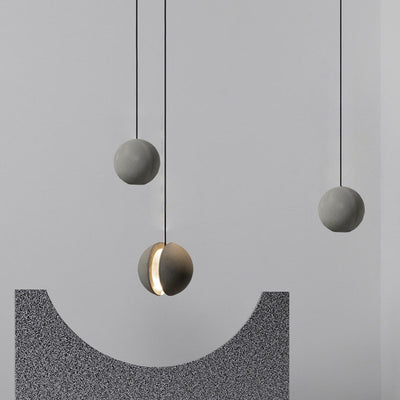 Contemporary Scandinavian Planets Moon Cement Aluminum Acrylic 1-Light Pendant Light For Bedroom