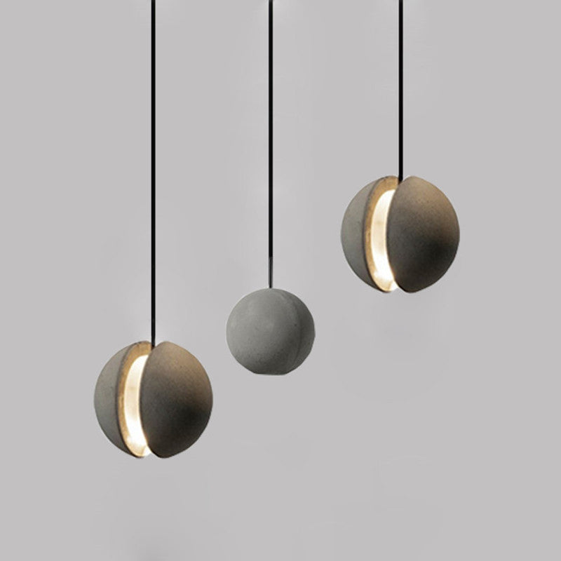 Contemporary Scandinavian Planets Moon Cement Aluminum Acrylic 1-Light Pendant Light For Bedroom