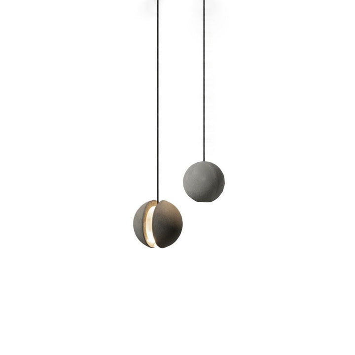 Planètes scandinaves contemporaines Lune Ciment Aluminium Acrylique Suspension à 1 lumière pour chambre 