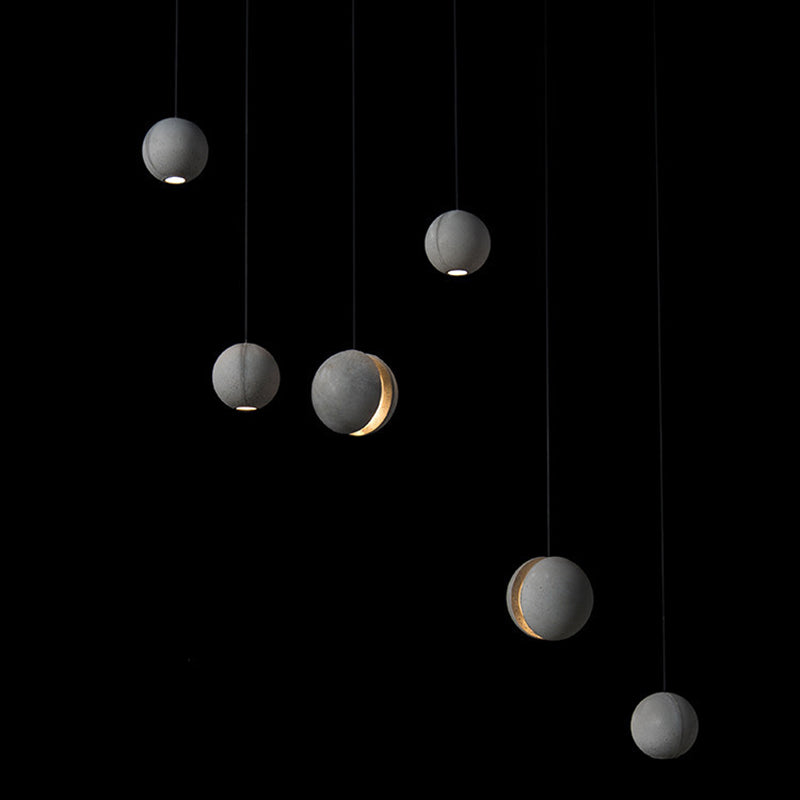 Contemporary Scandinavian Planets Moon Cement Aluminum Acrylic 1-Light Pendant Light For Bedroom