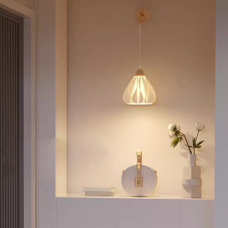 Applique murale 1 lumière en bois avec base en disque de pétale courbe en demi-cercle scandinave contemporain pour salon 