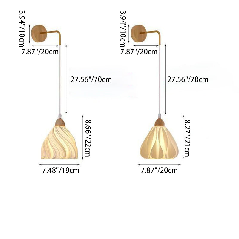 Applique murale 1 lumière en bois avec base en disque de pétale courbe en demi-cercle scandinave contemporain pour salon 