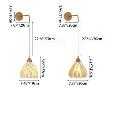 Applique murale 1 lumière en bois avec base en disque de pétale courbe en demi-cercle scandinave contemporain pour salon 