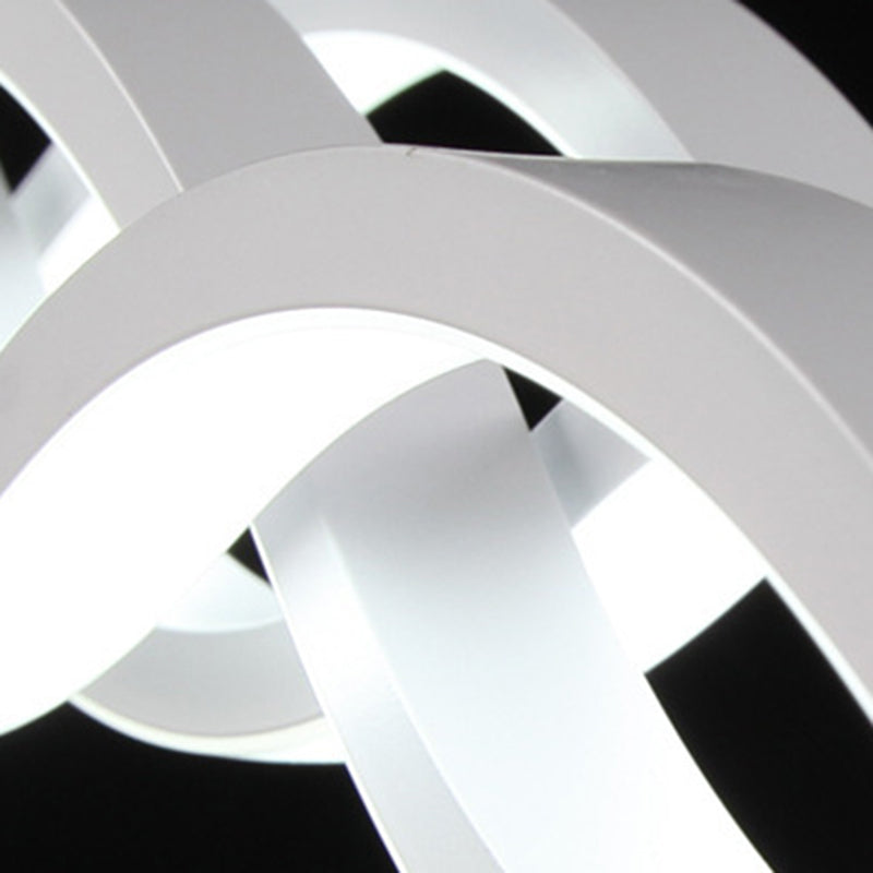 Suspension LED contemporaine Creative Wave à longue tige en fer, aluminium et acrylique pour salle à manger 