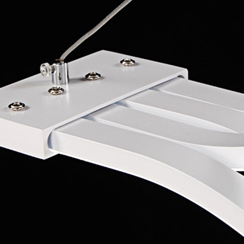 Suspension LED contemporaine Creative Wave à longue tige en fer, aluminium et acrylique pour salle à manger 
