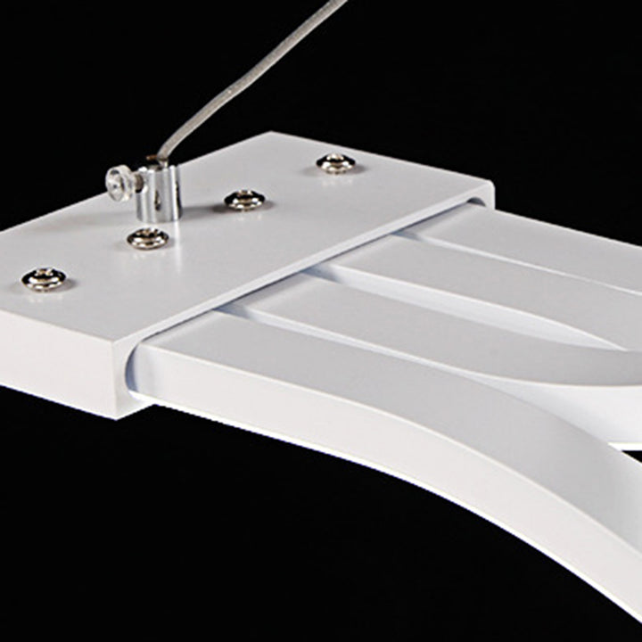 Suspension LED contemporaine Creative Wave à longue tige en fer, aluminium et acrylique pour salle à manger 