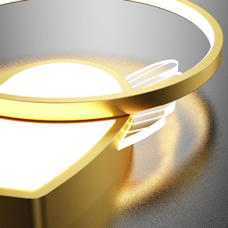 Lustre Plafonnier LED Enfant Créatif Contemporain Cercle Ailes Amour Fer Acrylique pour Salon 