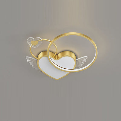 Lustre Plafonnier LED Enfant Créatif Contemporain Cercle Ailes Amour Fer Acrylique pour Salon 