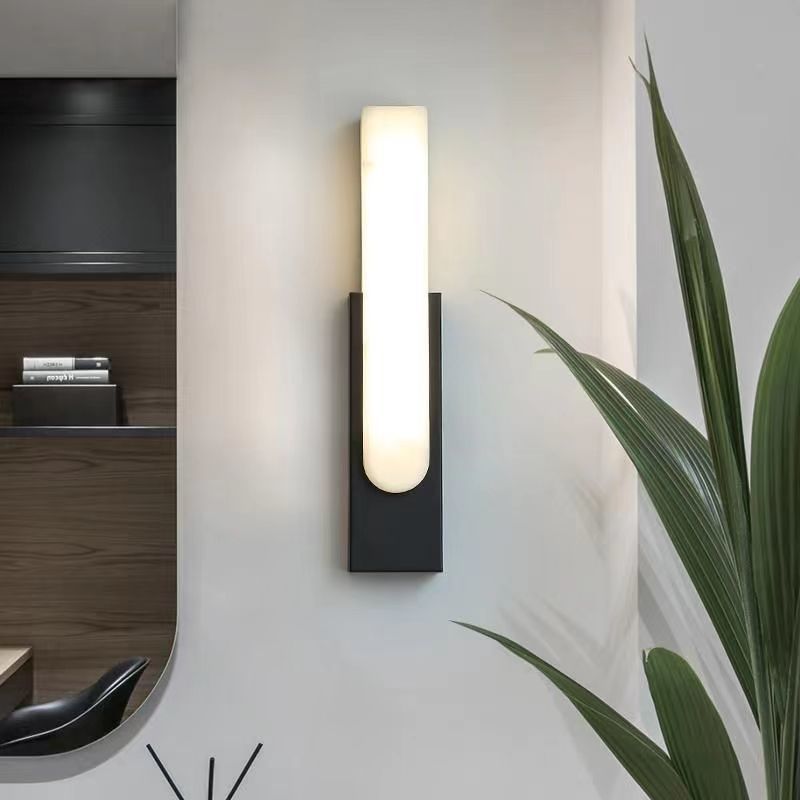 Applique Murale LED Moderne de Luxe Rectangle Ovale en Fer avec Faux Marbre pour Salon 