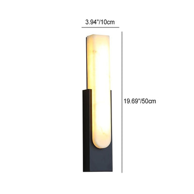 Applique Murale LED Moderne de Luxe Rectangle Ovale en Fer avec Faux Marbre pour Salon 