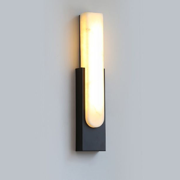 Applique Murale LED Moderne de Luxe Rectangle Ovale en Fer avec Faux Marbre pour Salon 