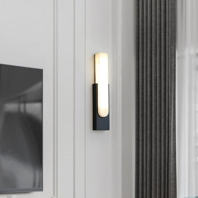 Applique Murale LED Moderne de Luxe Rectangle Ovale en Fer avec Faux Marbre pour Salon 
