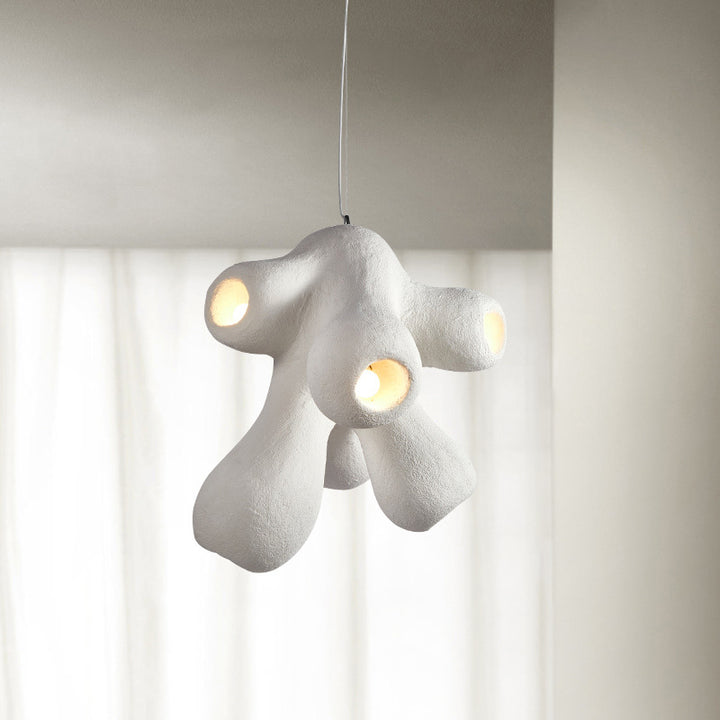 Lustre à 6 lumières en polystyrène haute densité à ramifications irrégulières scandinaves contemporaines pour salon 