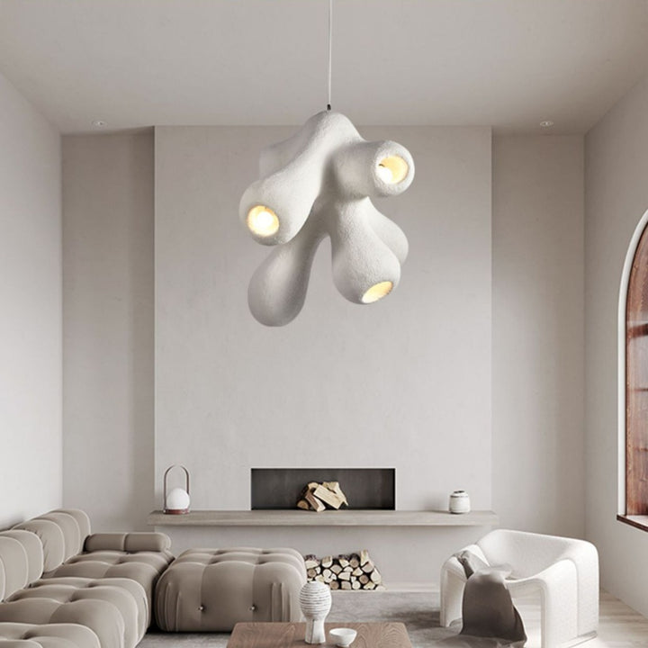 Lustre à 6 lumières en polystyrène haute densité à ramifications irrégulières scandinaves contemporaines pour salon 